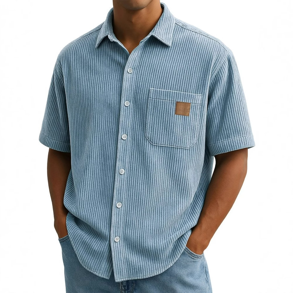 Erkek Kadife Kısa Kollu Gömlek - Corduroy Button Up Shirt Men incelemesi ve fiyatı