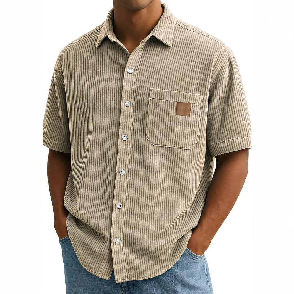 Erkek Kadife Kısa Kollu Gömlek - Corduroy Button Up Shirt Men incelemesi ve fiyatı