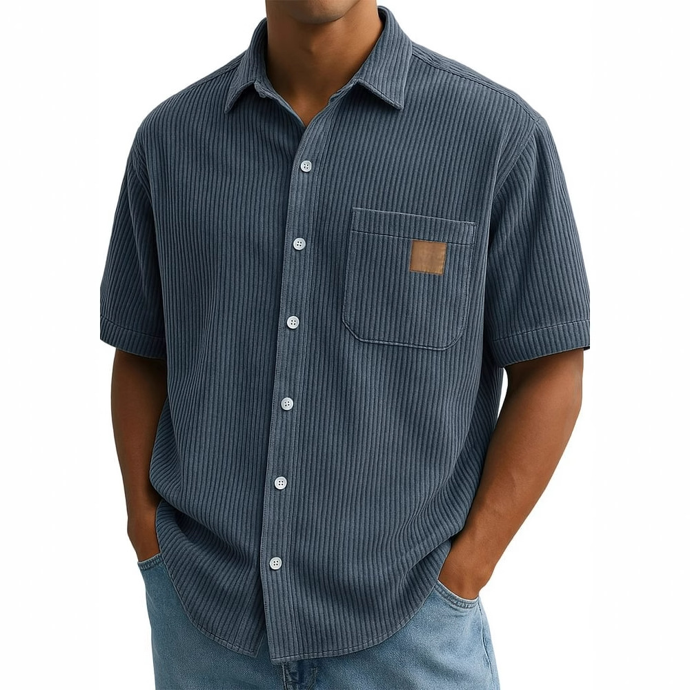 Erkek Kadife Kısa Kollu Gömlek - Corduroy Button Up Shirt Men incelemesi ve fiyatı